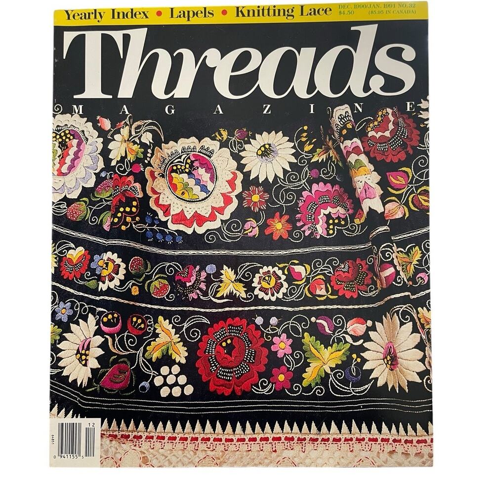 VTG.Threads Magazine Embroidery Czech Apron Knitting Sewing Needlework‎ Dec 1990